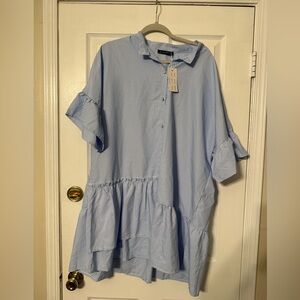 Simplee Apparel Light Blue Striped Mini Dress